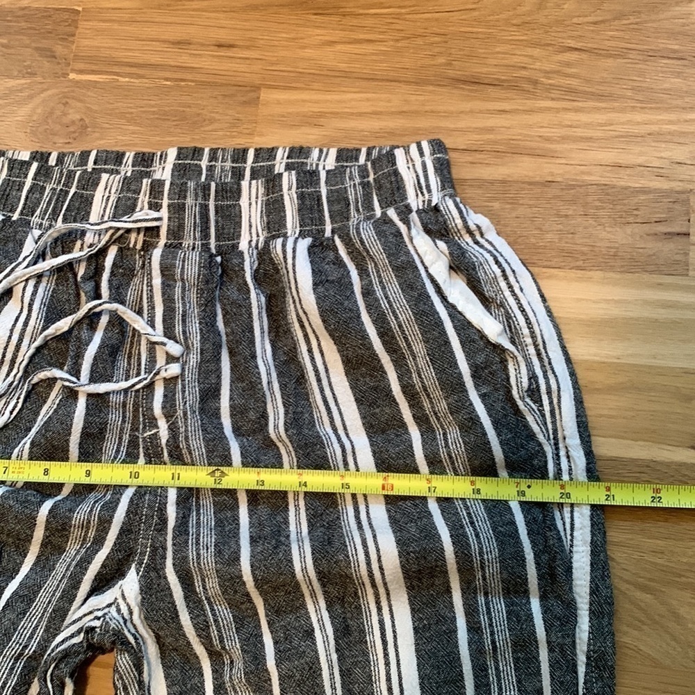 Briggs Linen Blend Elastic Waist Wide Leg Stripped Pants Blue & White Women’s L - Picture 13 of 16